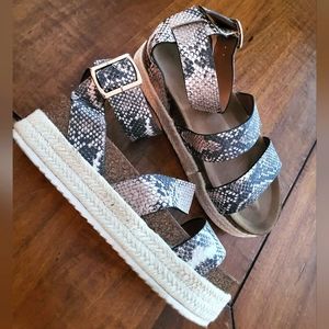 Qupid Snake Print Sandals